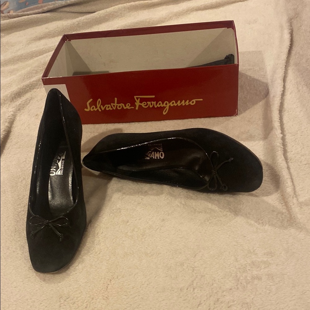 Salvatore Ferragamo black suede heels Size 8